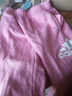 adidas Pink Kids Sweatpants with White Logo